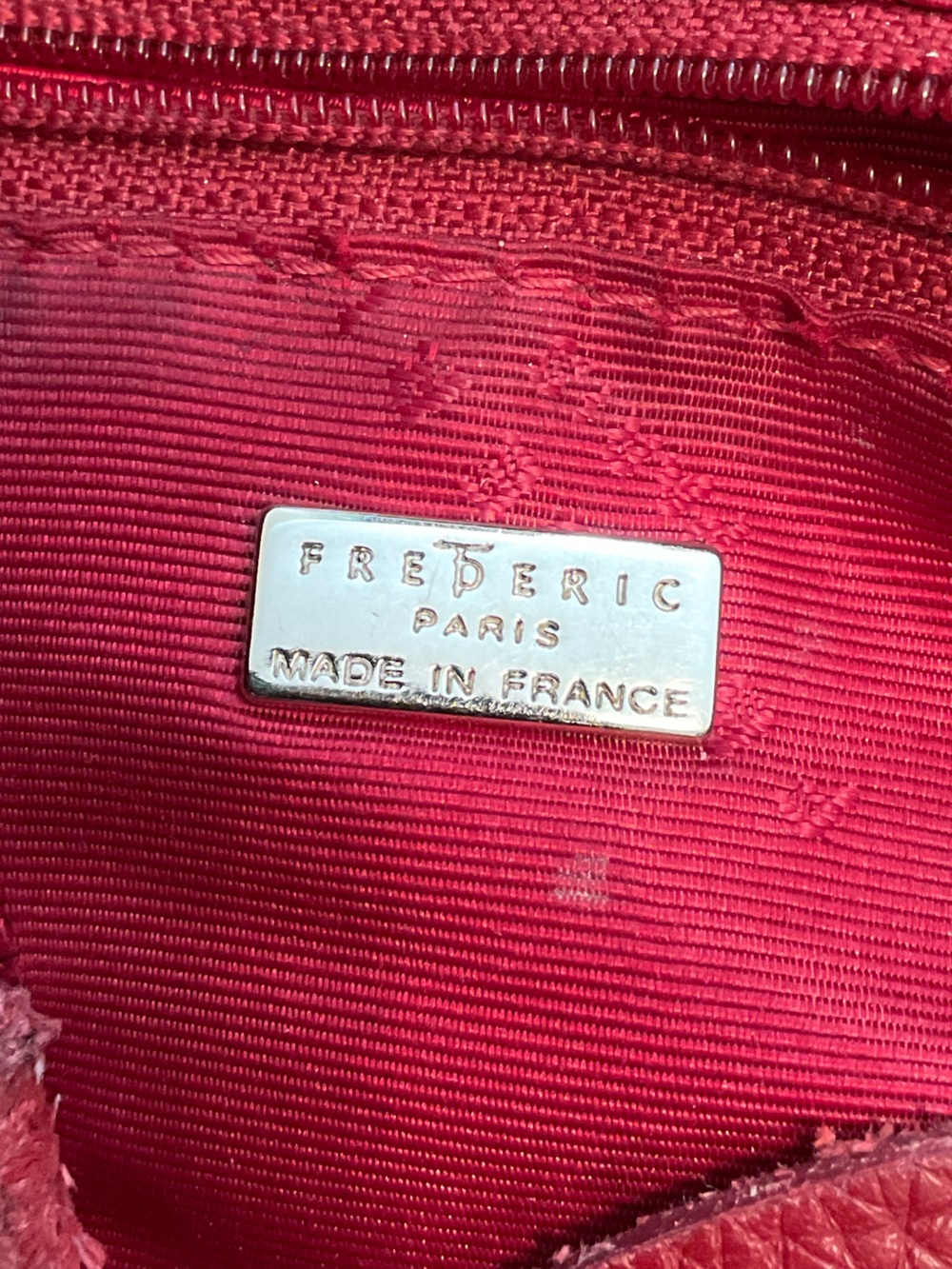 🇫🇷 Vintage Frederic T Paris Red Pebbled Leather Hobo Shoulder Bag Purse - Picture 5 of 11